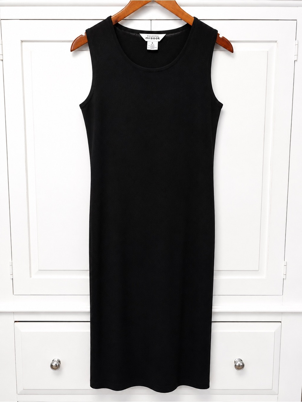 Misook Black Sleeveless Knit Midi Dress Small